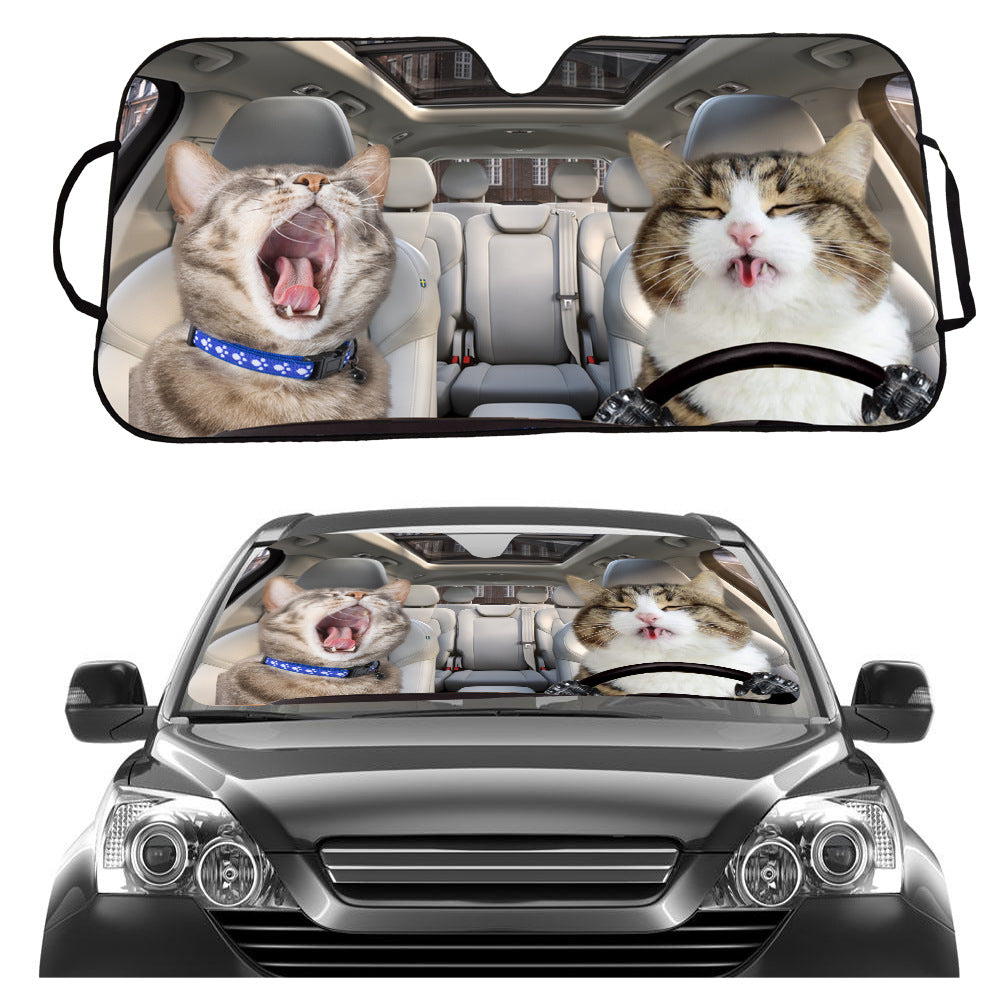 Cat Driving Car Sunshade for Windshield - UV Protection V888-ELOSUNG25034