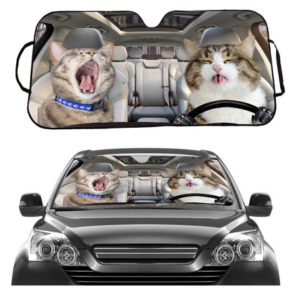 Cat Driving Car Sunshade for Windshield - UV Protection V888-ELOSUNG25034