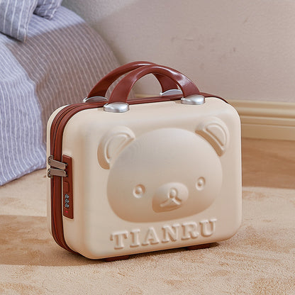 Cute Bear Face Hard-Shell Storage Case with Lock - 14-Inch white Travel Organizer V888-ELOSUNG25063