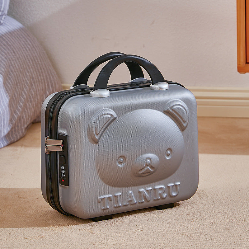 Cute Bear Face Hard-Shell Storage Case with Lock - 14-Inch grey Travel Organizer V888-ELOSUNG25065