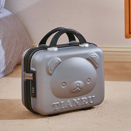 Cute Bear Face Hard-Shell Storage Case with Lock - 14-Inch grey Travel Organizer V888-ELOSUNG25065