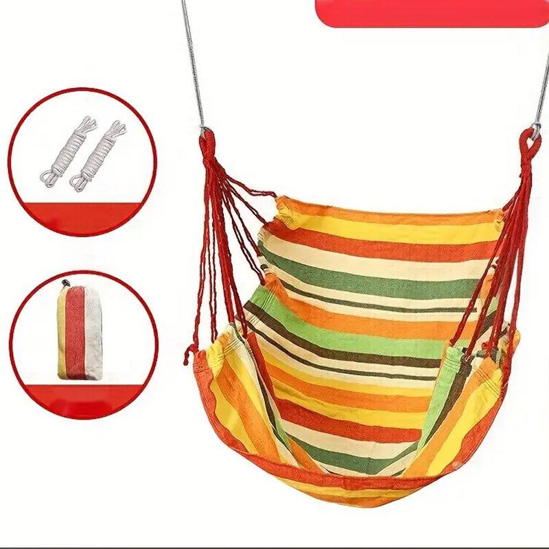 Colorful Striped Hammock Chair with Ropes and Storage Bag - Yellow Stripes V888-ELOSUNG25073
