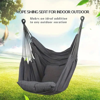 Colorful Striped Hammock Chair with Ropes and Storage Bag - Yellow Stripes V888-ELOSUNG25073