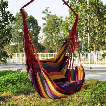 Colorful Striped Hammock Chair with Ropes and Storage Bag - Blue Stripes V888-ELOSUNG25074