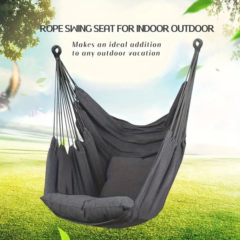Colorful Striped Hammock Chair with Ropes and Storage Bag - Brown Stripes V888-ELOSUNG25075