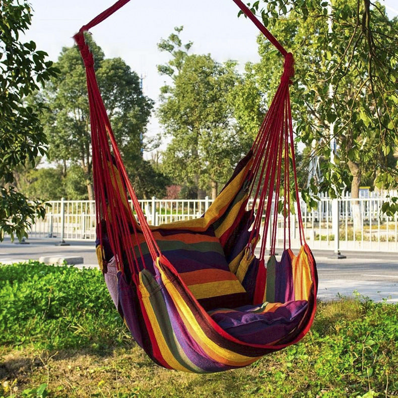Colorful Striped Hammock Chair with Ropes and Storage Bag - Brown Stripes V888-ELOSUNG25075