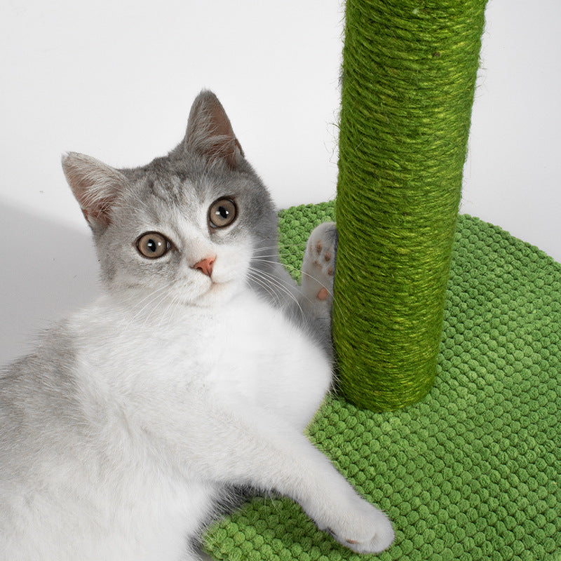 Cactus-Shaped Cat Scratching Post with Sisal Rope and Plush Chenille - Green V888-ELOSUNG25080