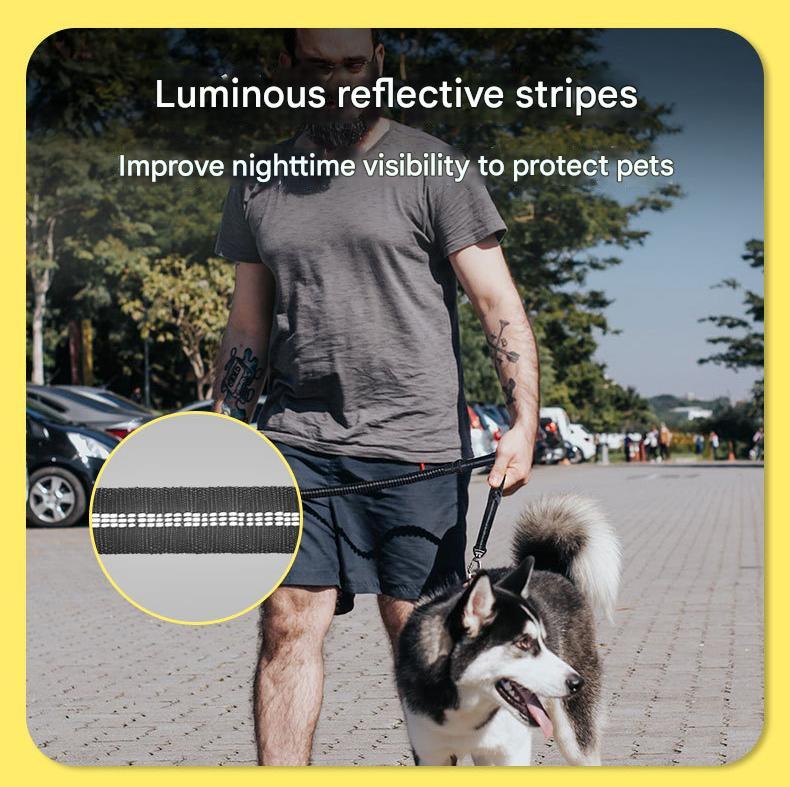 Red Shock Absorbing Dog Leash with Reflective Stitching - 135cm for Small to Large Dogs V888-ELOSUNG25083