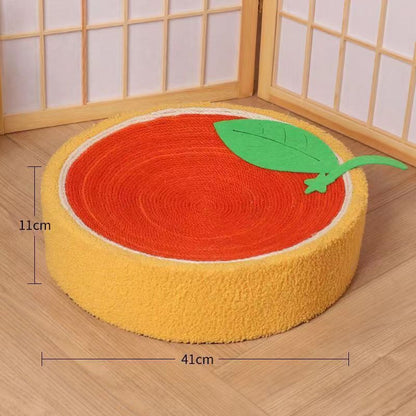 Adorable Cloth wrapped orange Cat Scratching Post and Lounger - 41cm Cat Claw Proof Basin V888-ELOSUNG25093