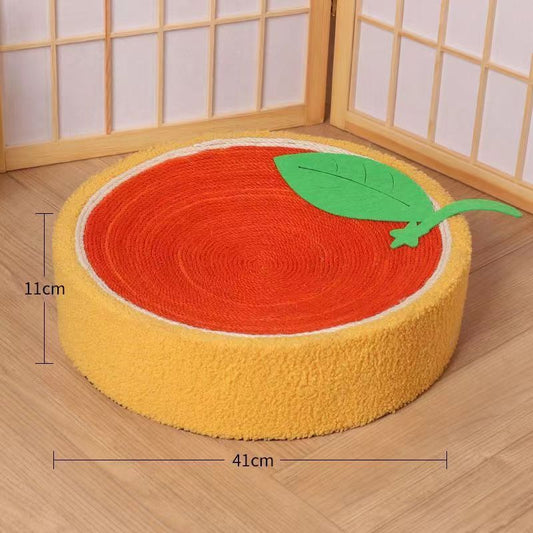 Adorable Cloth wrapped orange Cat Scratching Post and Lounger - 41cm Cat Claw Proof Basin V888-ELOSUNG25093