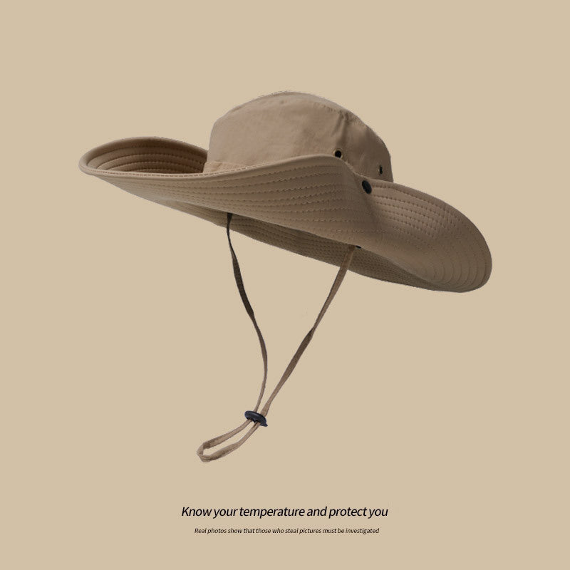 Water-Repellent Wide-Brim Bucket Hat with Adjustable Chin Strap - Sun Protection Green V888-ELOSUNG25104