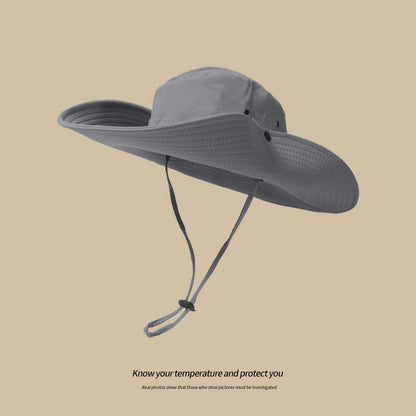 Water-Repellent Wide-Brim Bucket Hat with Adjustable Chin Strap - Sun Protection Grey V888-ELOSUNG25108