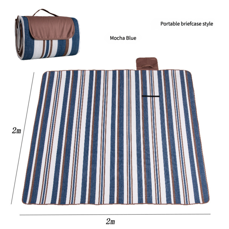 Waterproof Foldable Picnic Blanket with Handle - 2x2m Mocha Blue V888-ELOSUNG25111