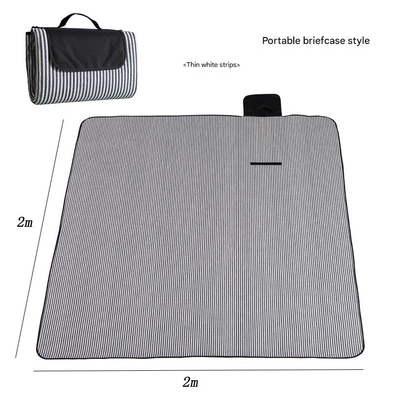 Waterproof Foldable Picnic Blanket with Handle - 2x2m Thin white strip V888-ELOSUNG25114