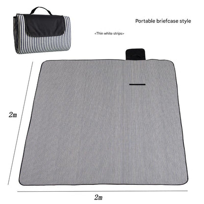 Waterproof Foldable Picnic Blanket with Handle - 2x2m Thin white strip V888-ELOSUNG25114