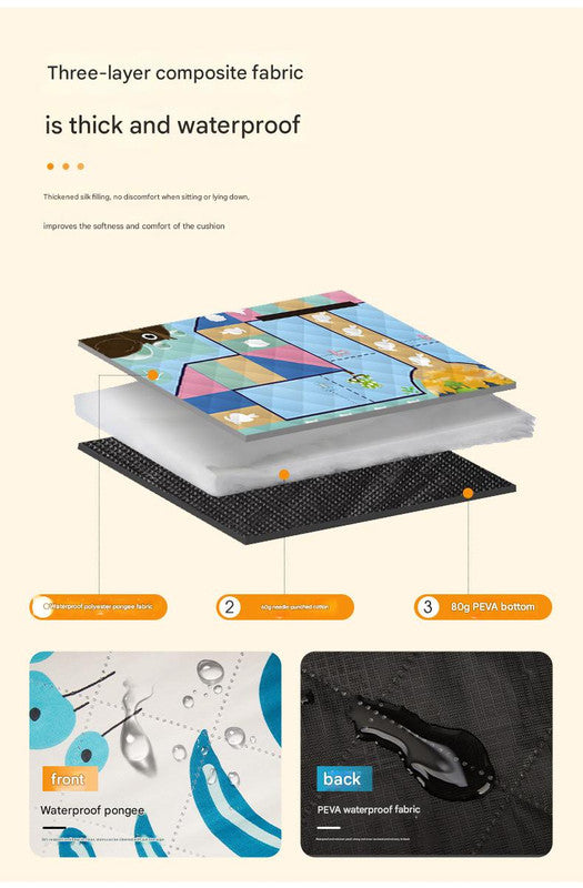 Waterproof Foldable Picnic Blanket with Green Mood Print - 200x200cm V888-ELOSUNG25120