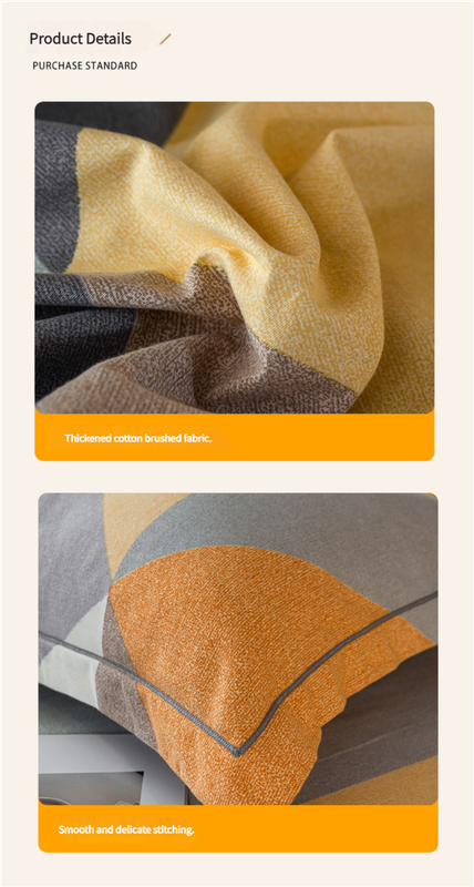 Comfortable cotton pillowcase, double-sided warm design, breathable and skin-friendly - Orange and Grey V888-ELOSUNG25128