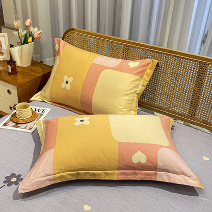 Comfortable cotton pillowcase, double-sided warm design, breathable and skin-friendly - yellow V888-ELOSUNG25131