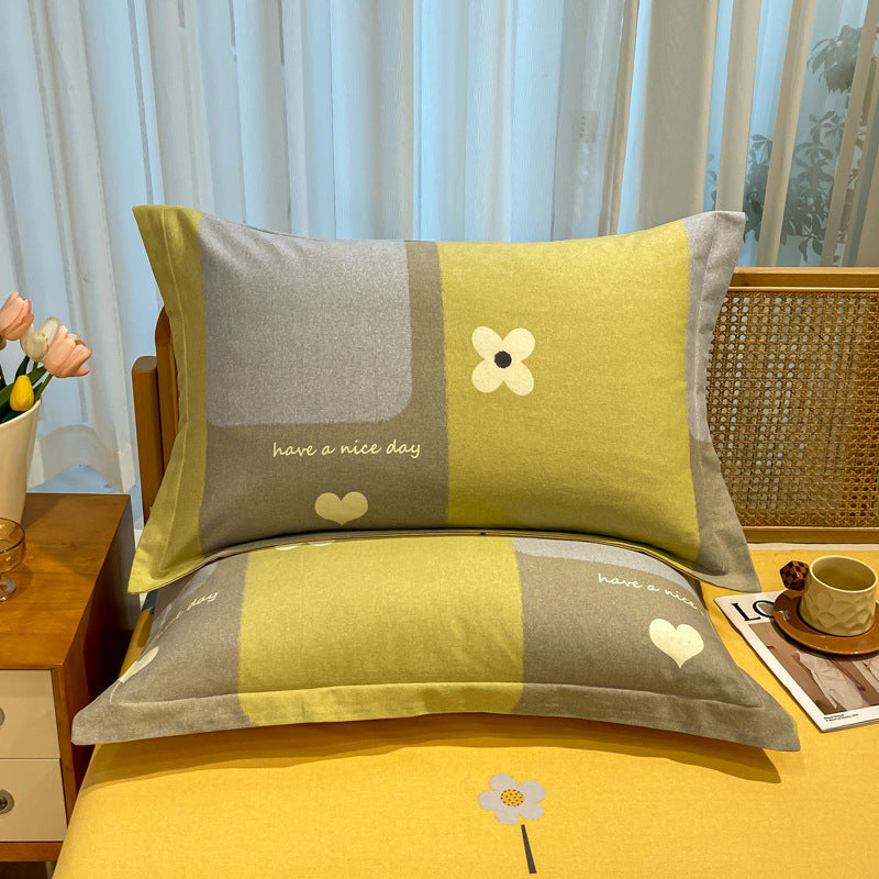 Comfortable cotton pillowcase, double-sided warm design, breathable and skin-friendly - Yellowish gray V888-ELOSUNG25132