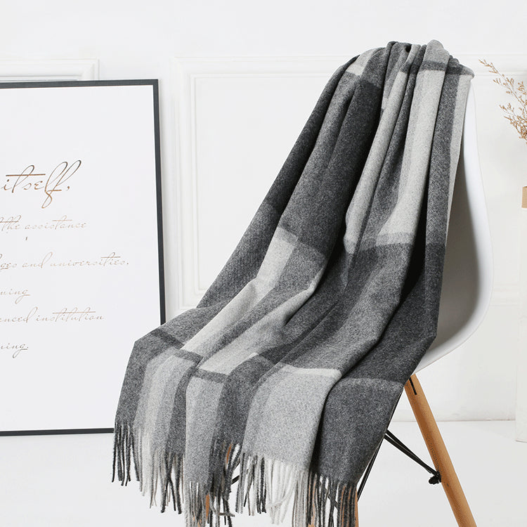Cozy Color Block Fringe Scarf - Black and White Shawl for Fall and Winter V888-ELOSUNG25145