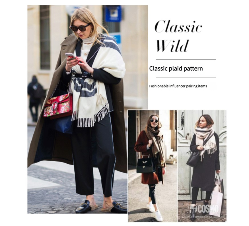 Cozy Color Block Fringe Scarf - Black and White Shawl for Fall and Winter V888-ELOSUNG25145