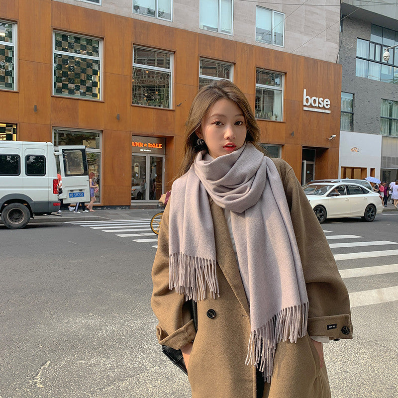Luxury Cashmere Blend Scarf, Large 200x70cm Fringed Scarf (Light Taro) V888-ELOSUNG25159