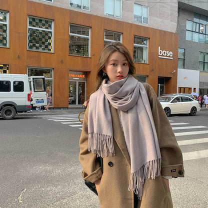 Luxury Cashmere Blend Scarf, Large 200x70cm Fringed Scarf (Light Taro) V888-ELOSUNG25159