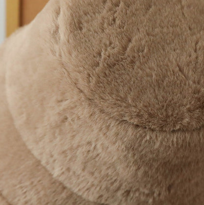 Plush Bucket Hat with Ear Flaps ,Warm Furry Winter Hat in Grey-One size (54-59cm) adjustable V888-ELOSUNG25169