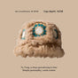 Plush Floral Bucket Hat,Warm Crocheted Winter Hat in Khaki-Hat circumference: 56-60cm V888-ELOSUNG25173
