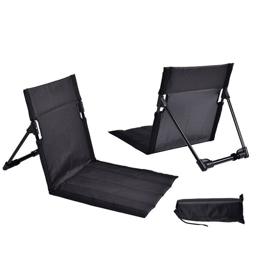 Portable Folding Beach Chair - Reclining Outdoor Seat 68x39.5x40.5cm with Carry Bag in black V888-ELOSUNG25184