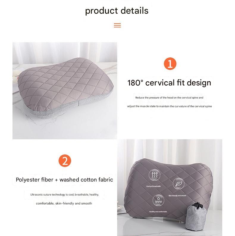 Inflatable Camping Pillow - Lightweight 46x32x12cm Travel Pillow 180g in black V888-ELOSUNG25186