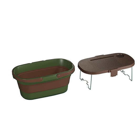 Foldable Picnic Basket with Tray - 16.5L Capacity, Green coffee color, Perfect for Camping and Outdoor V888-ELOSUNG25213