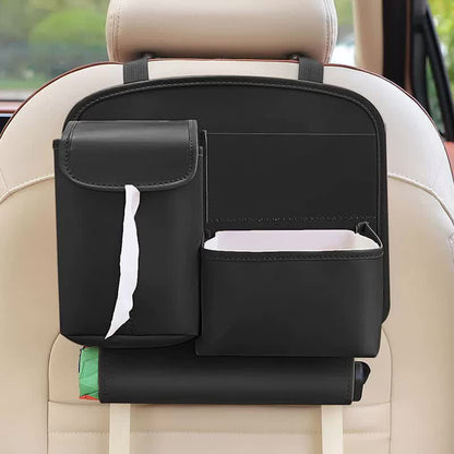 Car Seat Back Organizer with Practical design-Multi-Pocket Storage for Tissues and Gadgets-Black V888-ELOSUNG25221