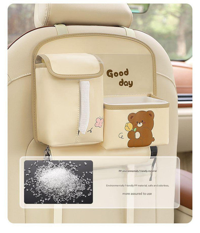 Car Seat Back Organizer with Practical design-Multi-Pocket Storage for Tissues and Gadgets-Black V888-ELOSUNG25221
