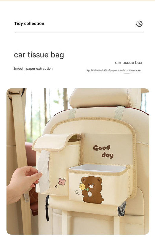 Car Seat Back Organizer with Practical design-Multi-Pocket Storage for Tissues and Gadgets-Black V888-ELOSUNG25221