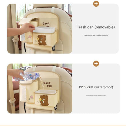 Car Seat Back Organizer with Practical design-Multi-Pocket Storage for Tissues and Gadgets-Black V888-ELOSUNG25221