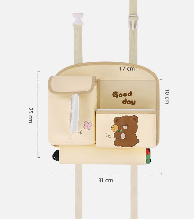 Car Seat Back Organizer with Practical design-Multi-Pocket Storage for Tissues and Gadgets-Brown V888-ELOSUNG25223