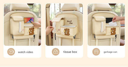Car Seat Back Organizer with Practical design-Multi-Pocket Storage for Tissues and Gadgets-Cute bear(Beige) V888-ELOSUNG25224