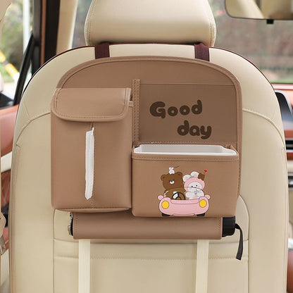 Car Seat Back Organizer with Practical design-Multi-Pocket Storage for Tissues and Gadgets-Cute bear(Brown) V888-ELOSUNG25225