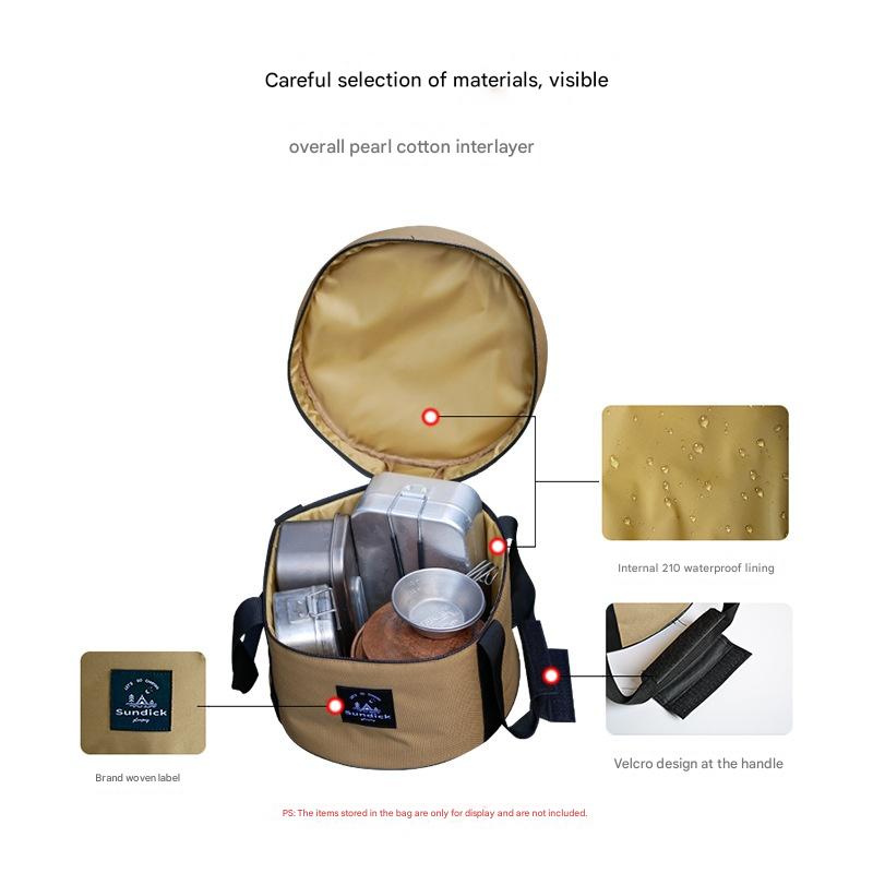 Portable Outdoor Kitchen Utensil Organizer,Waterproof Camping Cookware Storage Bag, Khaki-Size M V888-ELOSUNG25227