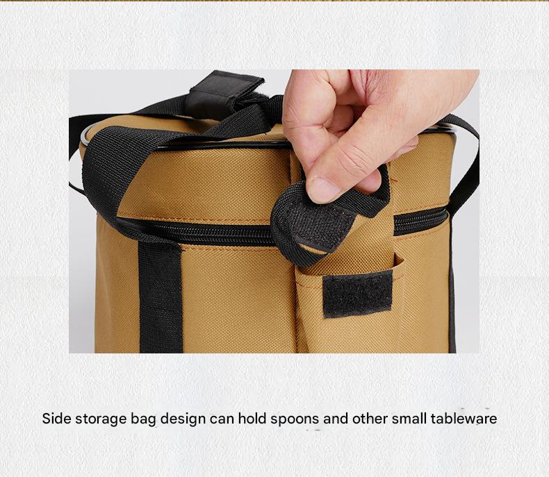 Portable Outdoor Kitchen Utensil Organizer,Waterproof Camping Cookware Storage Bag, Khaki-Size M V888-ELOSUNG25227
