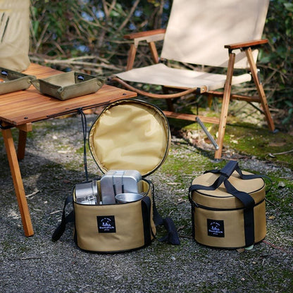 Portable Outdoor Kitchen Utensil Organizer,Waterproof Camping Cookware Storage Bag, Khaki-Size L V888-ELOSUNG25228