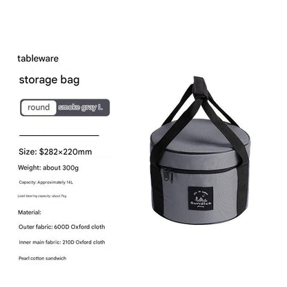 Portable Outdoor Kitchen Utensil Organizer,Waterproof Camping Cookware Storage Bag, Smoke Gray-Size L V888-ELOSUNG25230