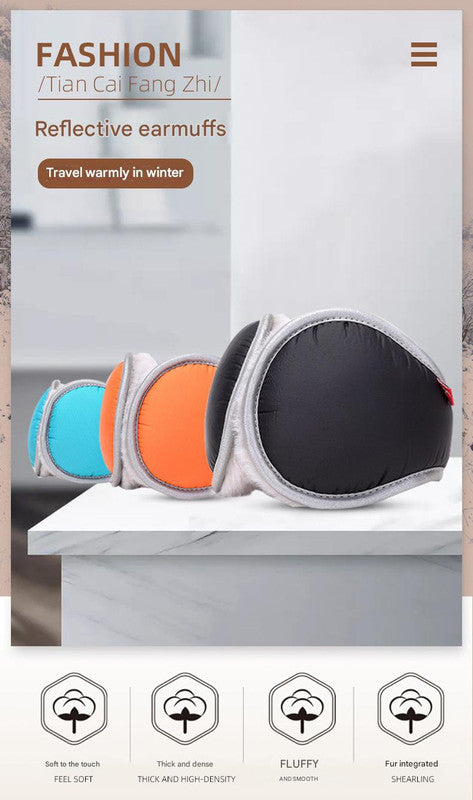 Dark blue Winter Comfort Folding Earmuffs - Soft Fleece, Windproof and Waterproof V888-ELOSUNG25235