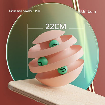 Pink Interactive Cat Scratching Ball Toy - Multi-layer Track with Rolling Ball V888-ELOSUNG25239