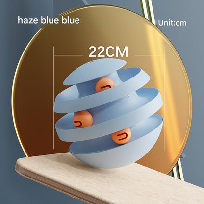 Blue Interactive Cat Scratching Ball Toy - Multi-layer Track with Rolling Ball V888-ELOSUNG25240