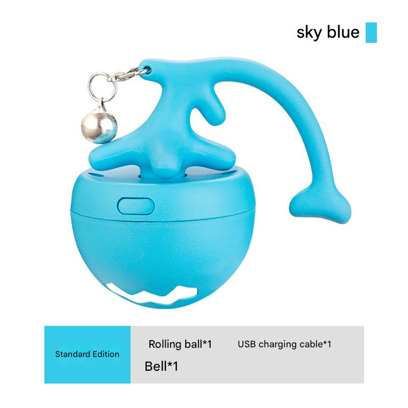Rechargeable Interactive Cat Toy - Self-Rolling Ball with LED Light,Standard Edition Blue V888-ELOSUNG25243