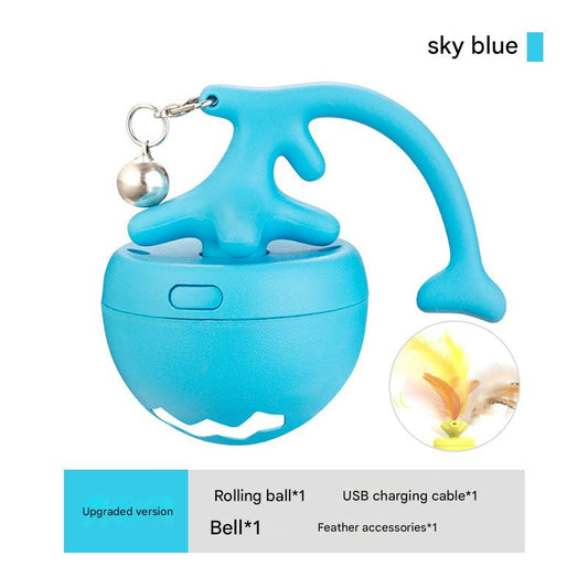 Rechargeable Interactive Cat Toy - Self-Rolling Ball with LED Light,Standard Edition Blue V888-ELOSUNG25246