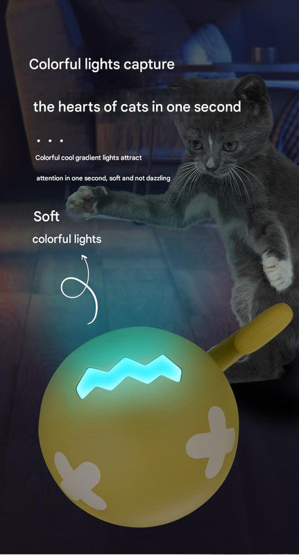 Rechargeable Interactive Cat Toy - Self-Rolling Ball with LED Light,Standard Edition Blue V888-ELOSUNG25246