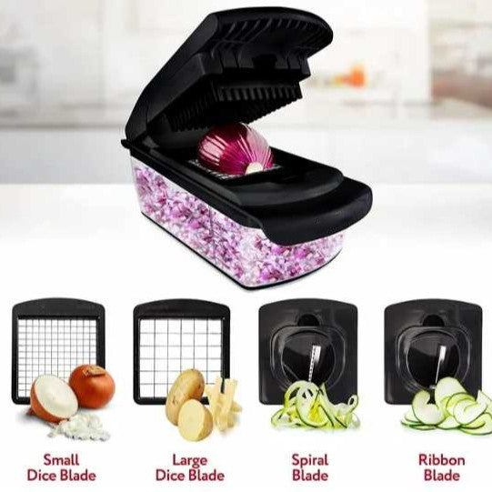 18-Piece Multi-Function Vegetable Chopper, Rotary Grater, Spiralizer and Slicer for Home Kitchen (White and V888-ELOSUNG25283